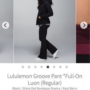 Bundle 7 pairs Lululemon Groove pant Blk/Bordeaux